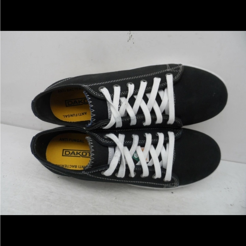 Classic Black Canvas Steal Toe Work Sneakers women 9.5 - Picture 4 of 12
